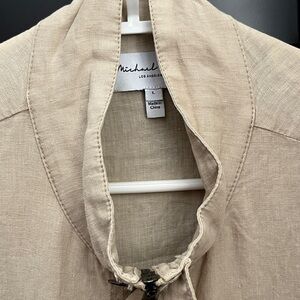 MICHAEL STARS Linen Frankie‎ Anorak Jacket. Size large. Tan. 100% Linen